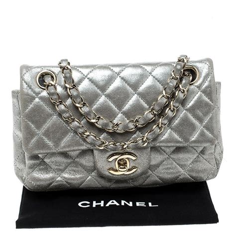 chanel classic flap bag small silver hardware|Chanel small bag with price.